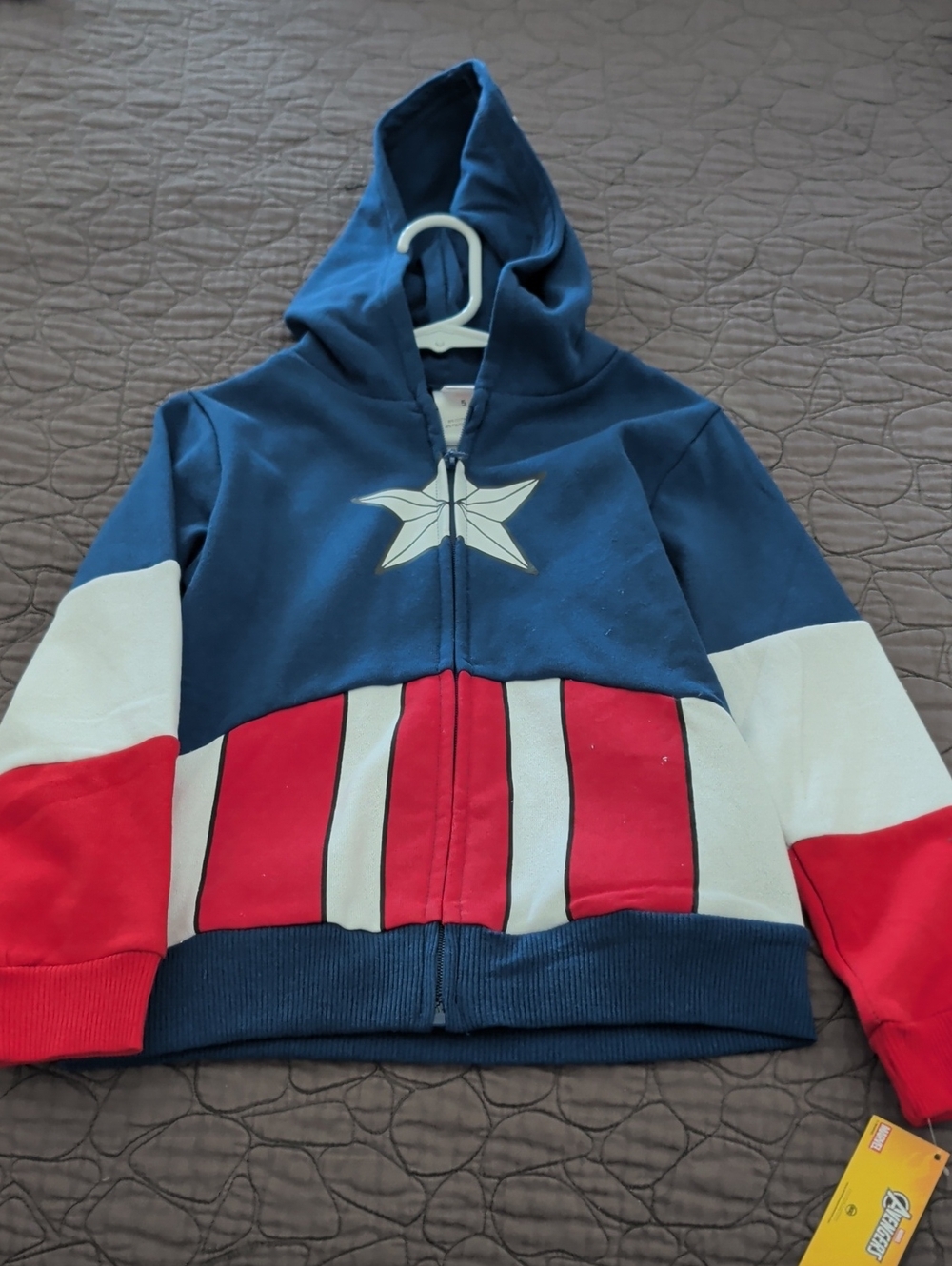 Marvel - Hooded Captain Shield Jacket - Blue, Red & White. Size 5